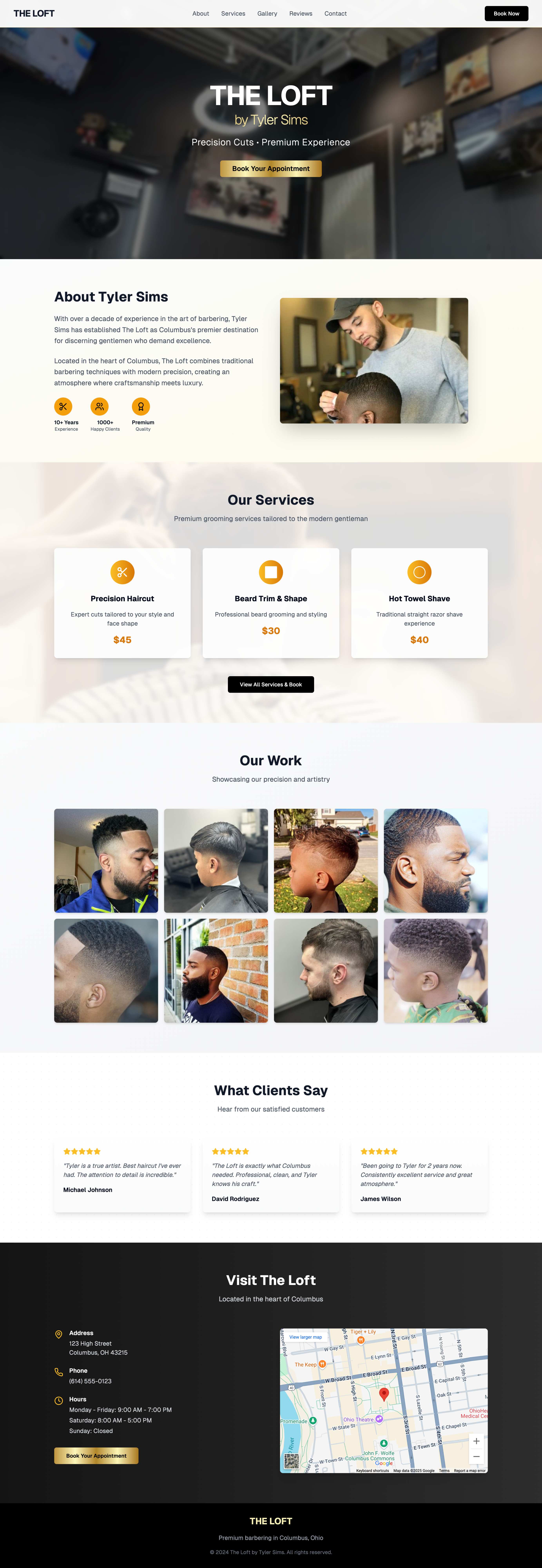 The Loft Barbershop Website - Professional barbershop site with booking system